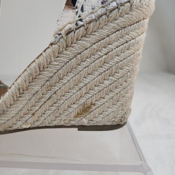 Steve Madden Heels 7.5 Espadrille Wedges Snakeskin Python Studded Spikes Ankle - Picture 10 of 13
